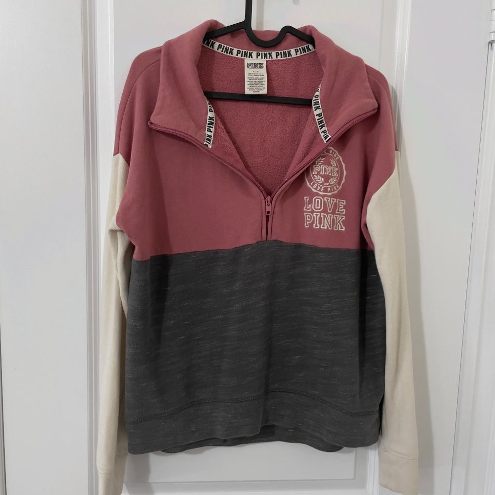 VS PINK - Colour Block Half Zip Sweatshirt